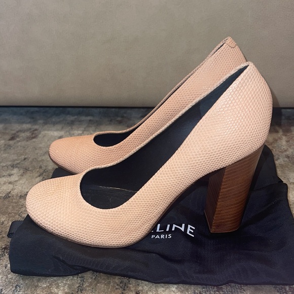 Celine Phoebe Philo Pink Python Wooden Heels - Picture 4 of 10